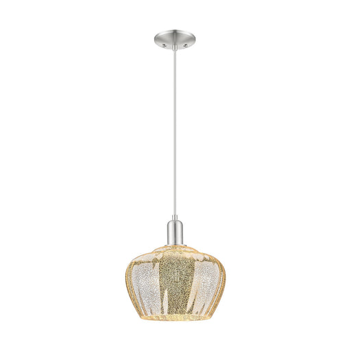 Innovations Fenton 11in 1-Light Mini Pendant | Industrial Brushed Satin Nickel and Mercury Ribbed Glass | Kitchen Island & Dining | Model 716-1P-SN-G96-L