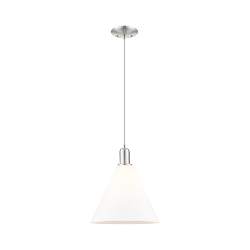 Innovations Berkshire Glass 12in 1-Light Mini Pendant | Industrial Brushed Satin Nickel and Matte White Glass | Kitchen Island & | Model 716-1P-SN-GBC-121