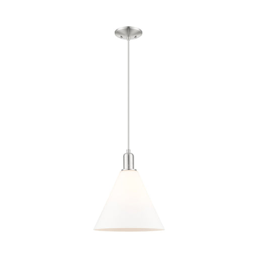 Innovations Berkshire Glass 12in 1-Light Mini Pendant | Industrial Brushed Satin Nickel and Matte White Glass | Kitchen Island & | Model 716-1P-SN-GBC-121
