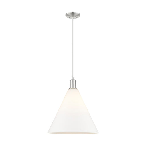 Innovations Berkshire Glass 16in 1-Light Mini Pendant | Industrial Brushed Satin Nickel and Matte White Glass | Kitchen Island & | Model 716-1P-SN-GBC-161