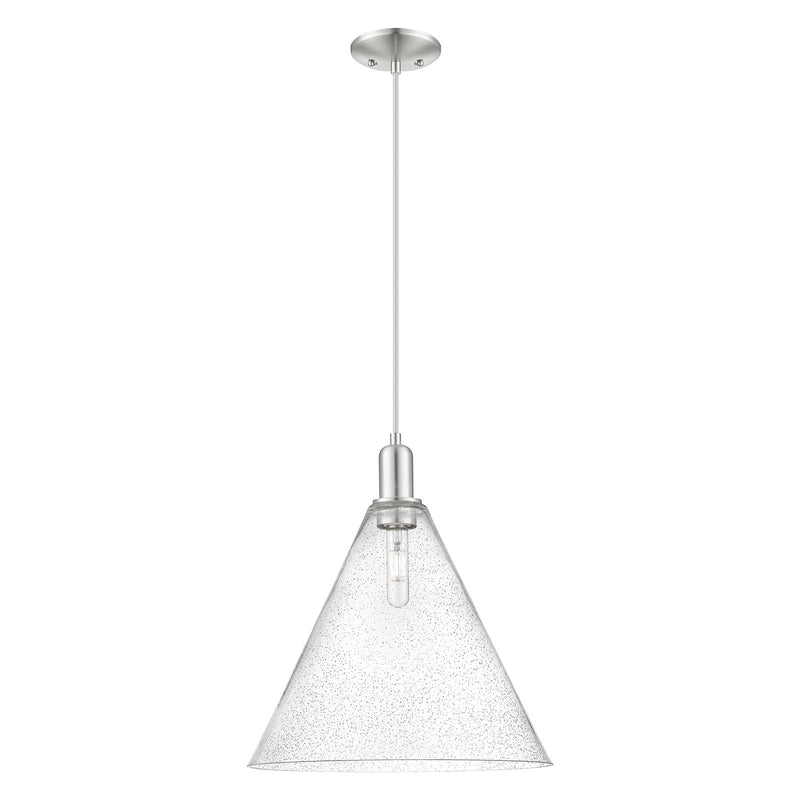 Innovations Berkshire Glass 16in 1-Light Mini Pendant | Industrial Brushed Satin Nickel and Seedy Glass | Kitchen Island & | Model 716-1P-SN-GBC-164