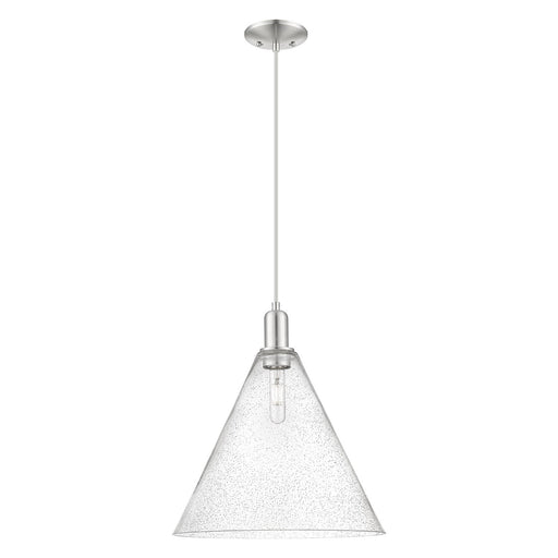 Innovations Berkshire Glass 16in 1-Light Mini Pendant | Industrial Brushed Satin Nickel and Seedy Glass | Kitchen Island & | Model 716-1P-SN-GBC-164
