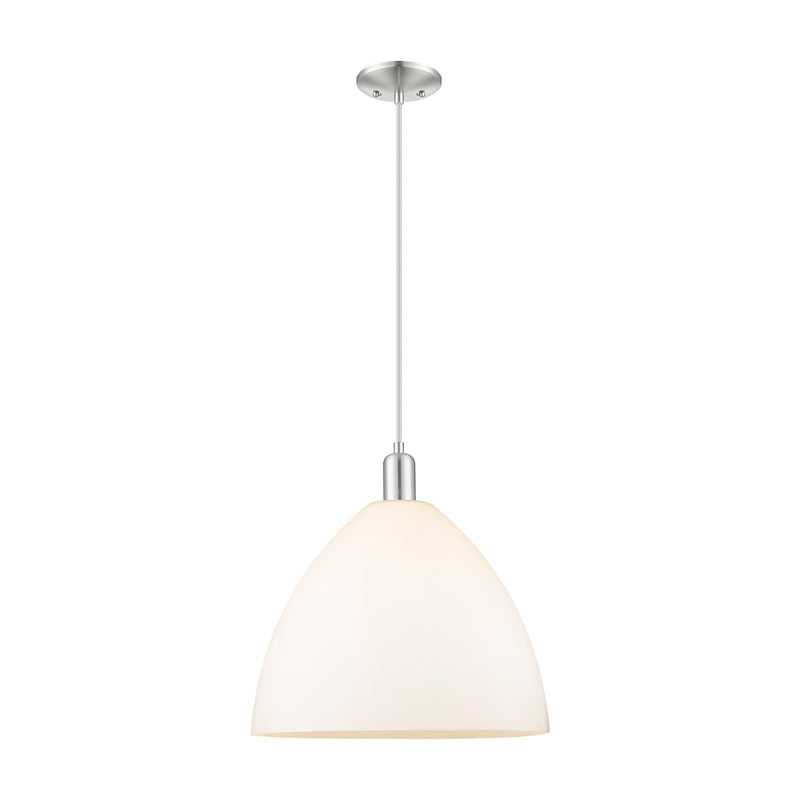 Innovations Bristol 16in 1-Light Mini Pendant | Industrial Brushed Satin Nickel and Matte White Glass | Kitchen Island & Dining | Model 716-1P-SN-GBD-161
