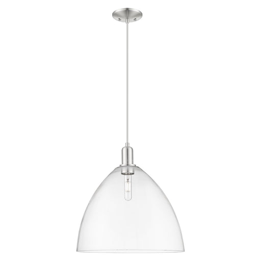 Innovations Bristol 16in 1-Light Mini Pendant | Industrial Brushed Satin Nickel Steel and Clear Glass | Kitchen Island & Dining | Model 716-1P-SN-GBD-162