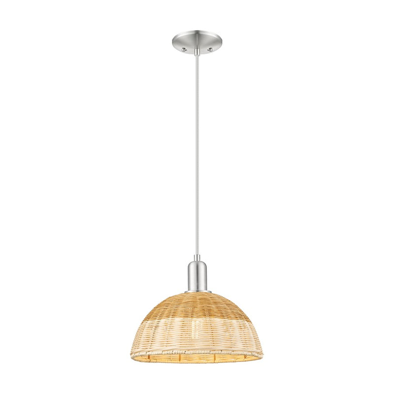 Innovations NB Dome Cord Mini Pendant, 12" Shade, SN/NT - 716-1P-SN-NBD2-12-NAT