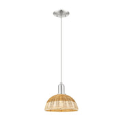 Innovations NB Dome 1Lt 9" Cord Mini Pendant, SN/Nat - 716-1P-SN-NBD2-9-NAT