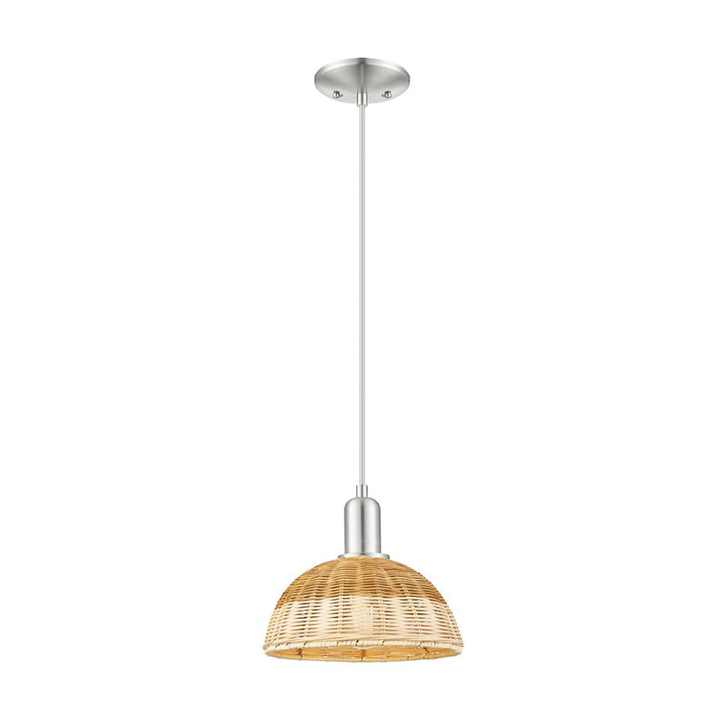 Innovations NB Dome 1Lt 9" Cord Mini Pendant, SN/Nat - 716-1P-SN-NBD2-9-NAT