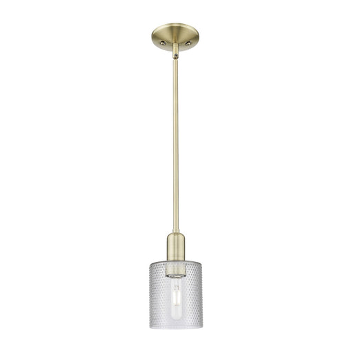 Innovations Cobbleskill 5in 1-Light Mini Pendant | Industrial Antique Brass Steel and Clear Glass | Kitchen Island & Dining Room | Model 716-1S-AB-G112