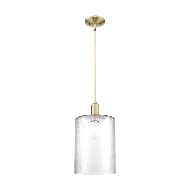 Innovations Cobbleskill 9in 1-Light Mini Pendant | Industrial Antique Brass Steel and Clear Glass | Kitchen Island & Dining Room | Model 716-1S-AB-G112-L
