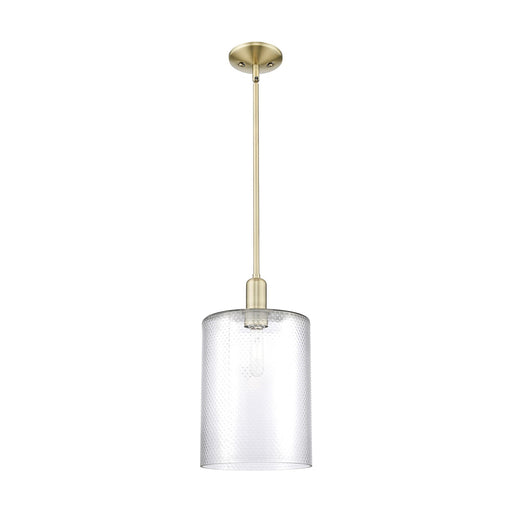 Innovations Cobbleskill 9in 1-Light Mini Pendant | Industrial Antique Brass Steel and Clear Glass | Kitchen Island & Dining Room | Model 716-1S-AB-G112-L