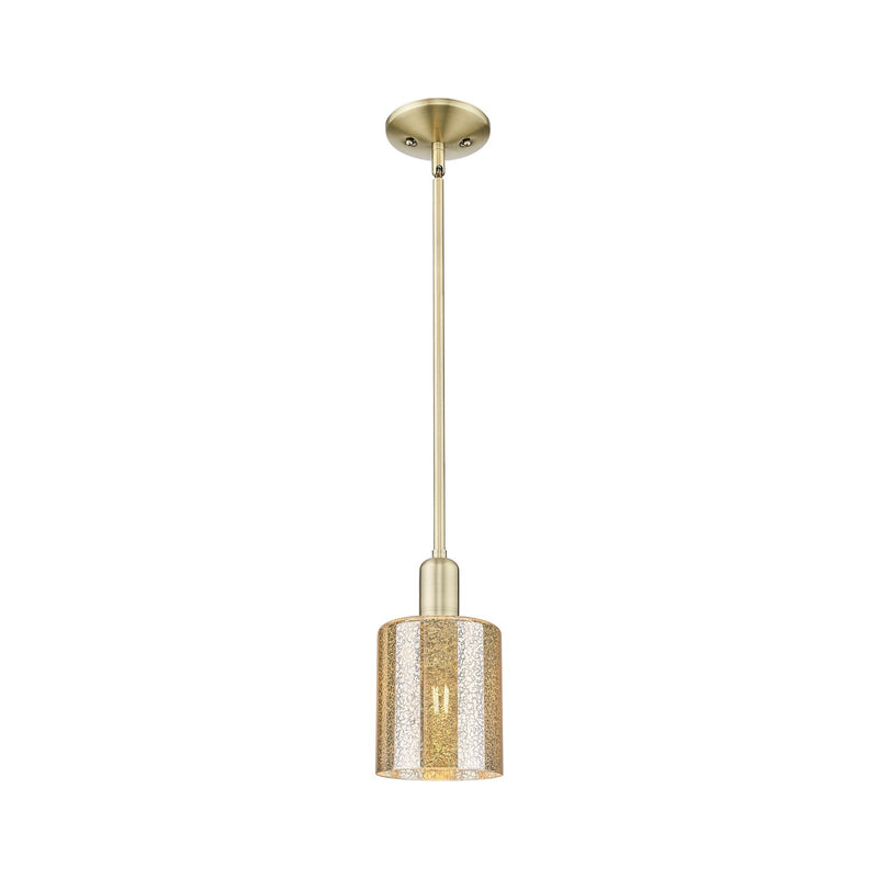 Innovations Cobbleskill 5in 1-Light Mini Pendant | Industrial Antique Brass Steel and Mercury Glass | Kitchen Island & Dining Room | Model 716-1S-AB-G116