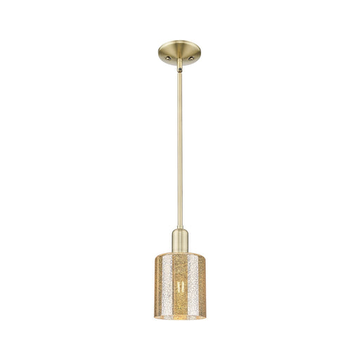 Innovations Cobbleskill 5in 1-Light Mini Pendant | Industrial Antique Brass Steel and Mercury Glass | Kitchen Island & Dining Room | Model 716-1S-AB-G116