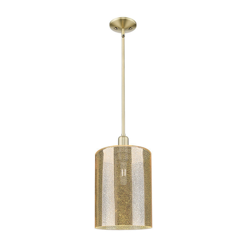 Innovations Cobbleskill 9in 1-Light Mini Pendant | Industrial Antique Brass Steel and Mercury Glass | Kitchen Island & Dining | Model 716-1S-AB-G116-L