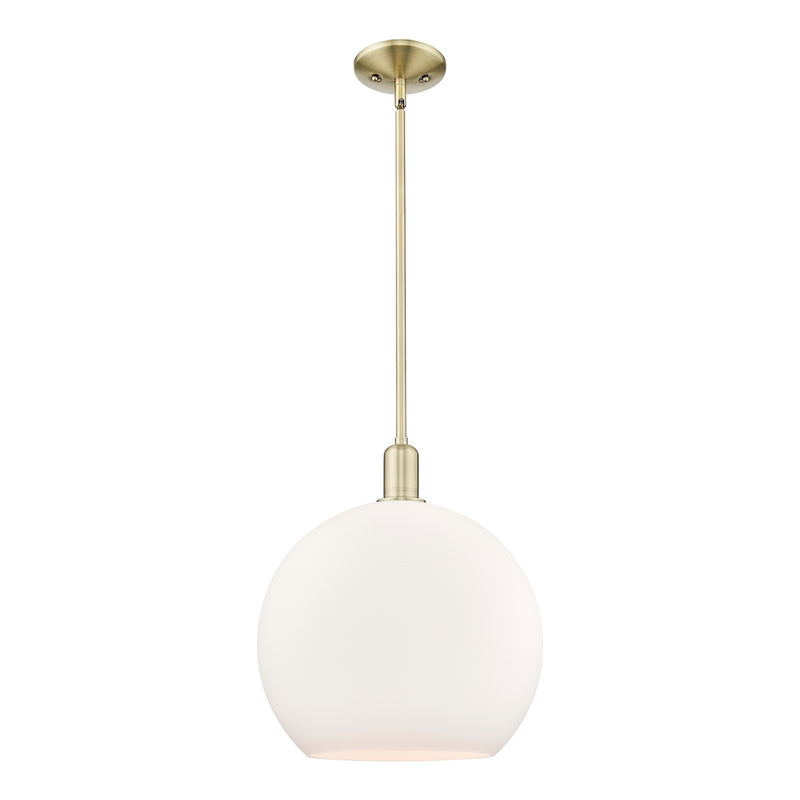 Innovations Athens 14in 1-Light Mini Pendant | Industrial Antique Brass and Matte White Glass | Kitchen Island & Dining Room | Model 716-1S-AB-G121-14