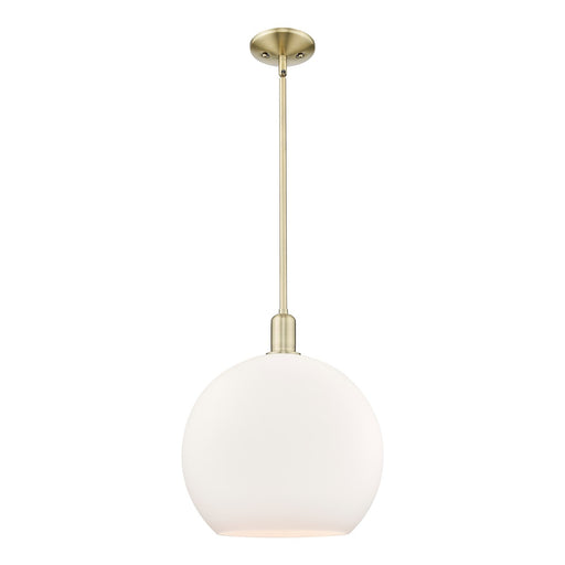 Innovations Athens 14in 1-Light Mini Pendant | Industrial Antique Brass and Matte White Glass | Kitchen Island & Dining Room | Model 716-1S-AB-G121-14