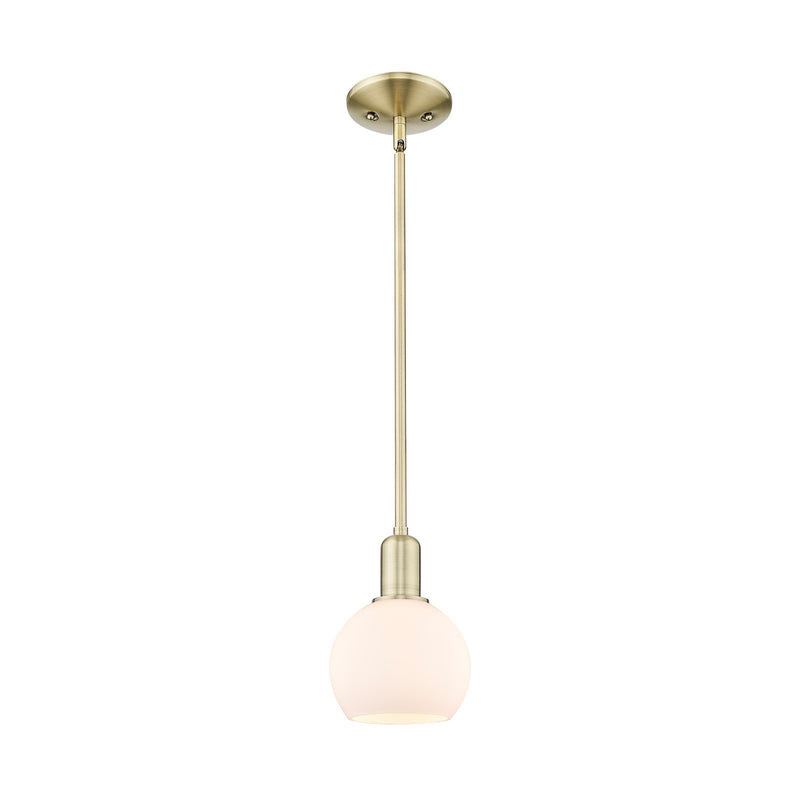 Innovations Athens 6in 1-Light Mini Pendant | Industrial Antique Brass and Matte White Glass | Kitchen Island & Dining Room | Model 716-1S-AB-G121-6