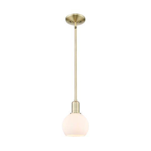 Innovations Athens 6in 1-Light Mini Pendant | Industrial Antique Brass and Matte White Glass | Kitchen Island & Dining Room | Model 716-1S-AB-G121-6