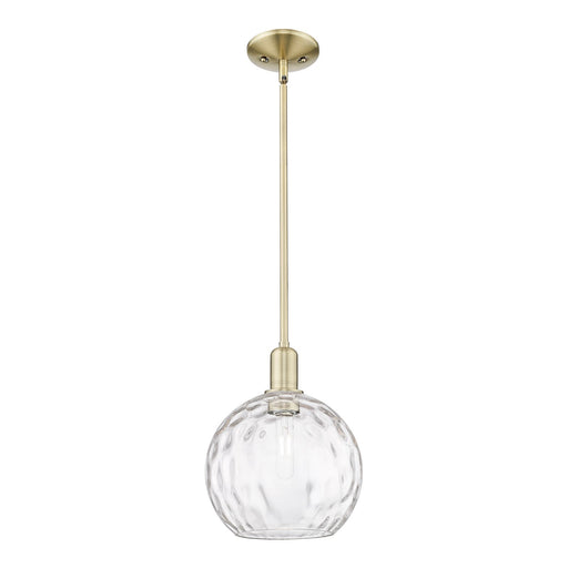 Innovations Athens Water Glass 10in 1-Light Mini Pendant | Industrial Antique Brass Steel and Clear Water Glass | Kitchen | Model 716-1S-AB-G1215-10