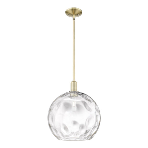 Innovations Athens Water Glass 13in 1-Light Mini Pendant | Industrial Antique Brass Steel and Clear Water Glass | Kitchen | Model 716-1S-AB-G1215-14