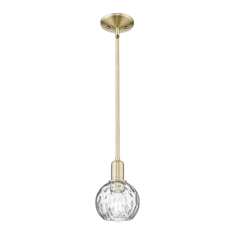 Innovations Athens Water Glass 6in 1-Light Mini Pendant | Industrial Antique Brass Steel and Clear Water Glass | Kitchen Island | Model 716-1S-AB-G1215-6