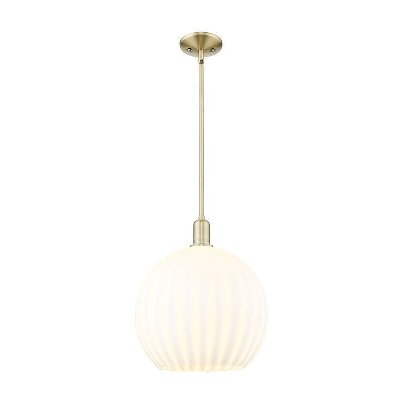 Innovations Lighting Arcadia 14in 1-Light Mini Pendant | Industrial Antique Brass and White Venetian Glass | Kitchen Island & | Model 716-1S-AB-G1217-14WV