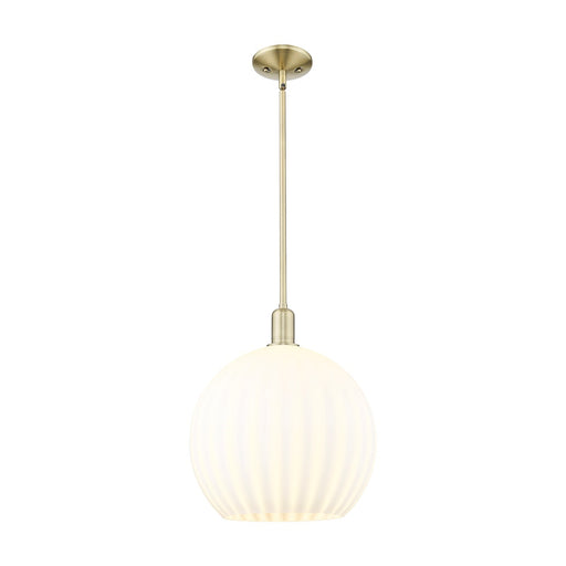 Innovations Lighting Arcadia 14in 1-Light Mini Pendant | Industrial Antique Brass and White Venetian Glass | Kitchen Island & | Model 716-1S-AB-G1217-14WV