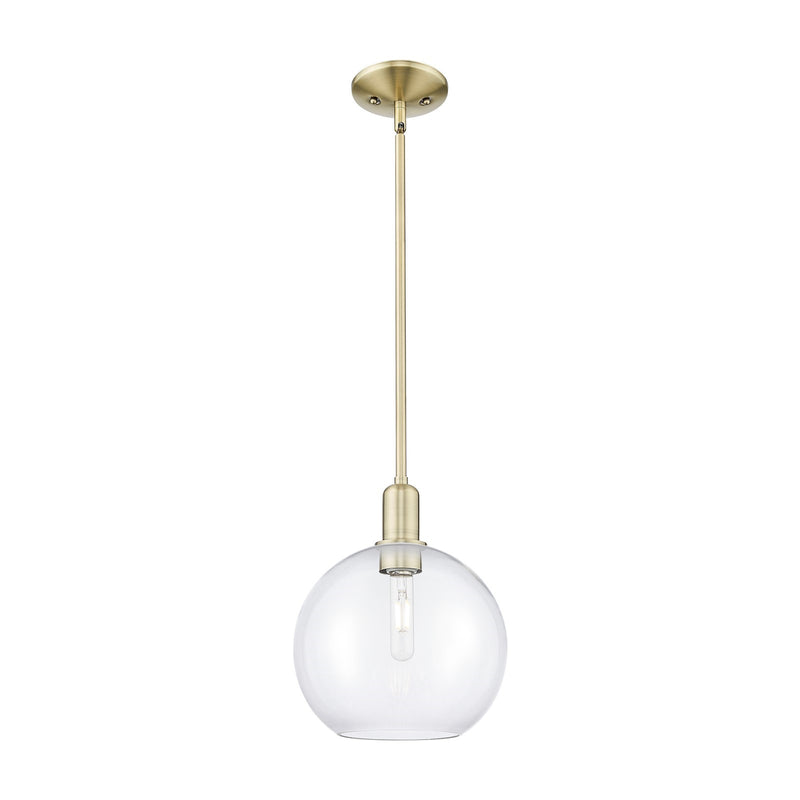 Innovations Athens 10in 1-Light Mini Pendant | Industrial Antique Brass Steel and Clear Glass | Kitchen Island & Dining Room | Model 716-1S-AB-G122-10