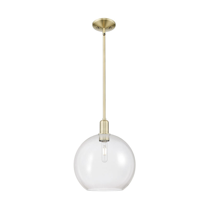Innovations Athens 12in 1-Light Mini Pendant | Industrial Antique Brass and Clear Glass | Kitchen Island & Dining Room | 11.75 x | Model 716-1S-AB-G122-12