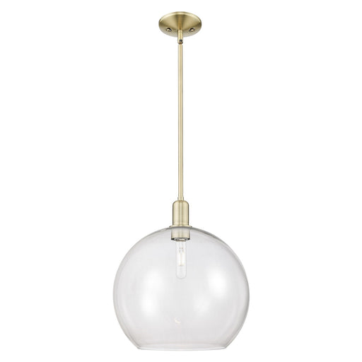 Innovations Athens 14in 1-Light Mini Pendant | Industrial Antique Brass Steel and Clear Glass | Kitchen Island & Dining Room | Model 716-1S-AB-G122-14