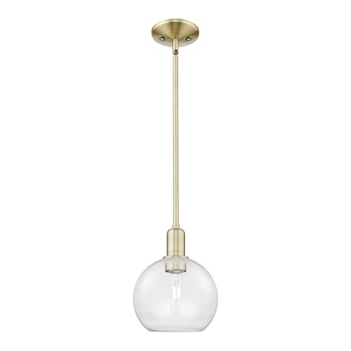 Innovations Athens 8in 1-Light Mini Pendant | Industrial Antique Brass Steel and Clear Glass | Kitchen Island & Dining Room | Model 716-1S-AB-G122-8