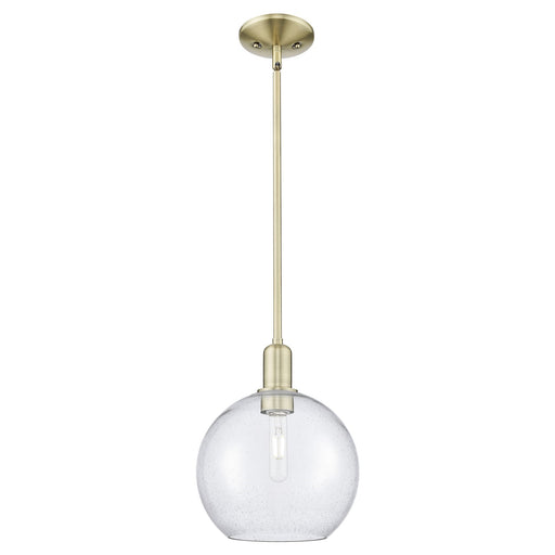Innovations Athens 10in 1-Light Mini Pendant | Industrial Antique Brass Steel and Seedy Glass | Kitchen Island & Dining Room | Model 716-1S-AB-G124-10