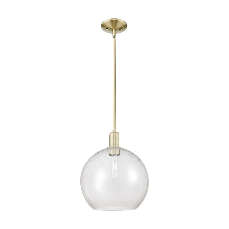 Innovations Athens 12in 1-Light Mini Pendant | Industrial Antique Brass Steel and Seedy Glass | Kitchen Island & Dining Room | Model 716-1S-AB-G124-12