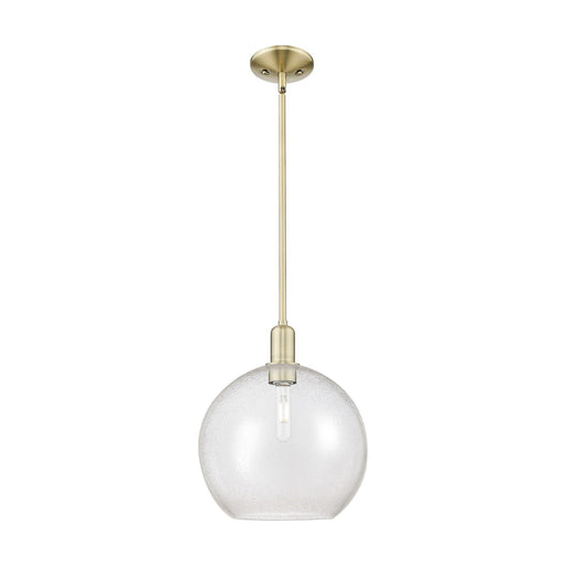 Innovations Athens 12in 1-Light Mini Pendant | Industrial Antique Brass Steel and Seedy Glass | Kitchen Island & Dining Room | Model 716-1S-AB-G124-12