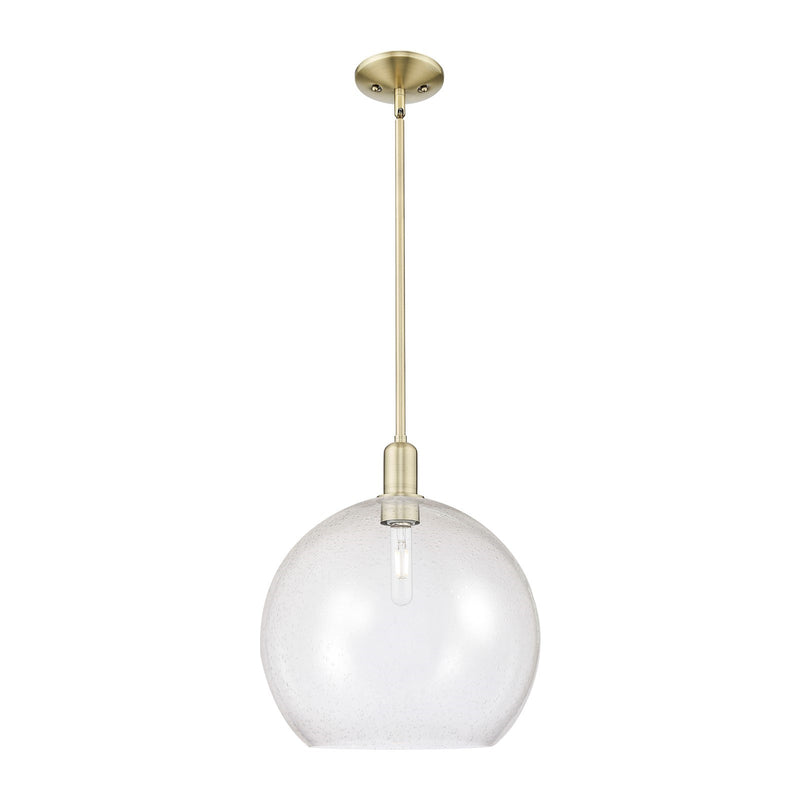Innovations Athens 14in 1-Light Mini Pendant | Industrial Antique Brass Steel and Seedy Glass | Kitchen Island & Dining Room | Model 716-1S-AB-G124-14