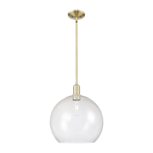 Innovations Athens 14in 1-Light Mini Pendant | Industrial Antique Brass Steel and Seedy Glass | Kitchen Island & Dining Room | Model 716-1S-AB-G124-14