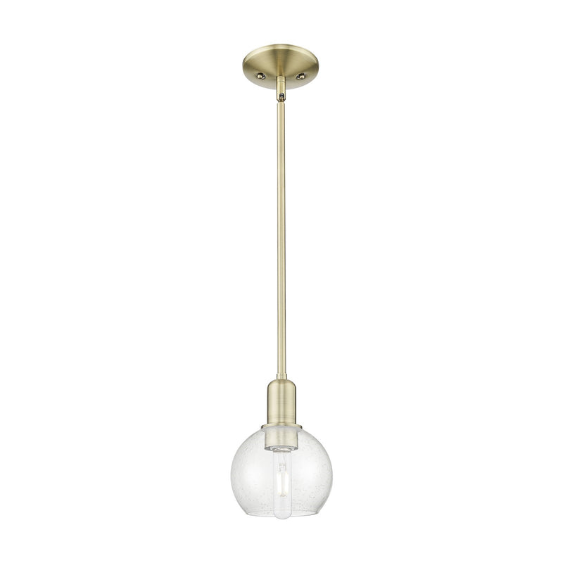 Innovations Athens 6in 1-Light Mini Pendant | Industrial Antique Brass Steel and Seedy Glass | Kitchen Island & Dining Room | Model 716-1S-AB-G124-6