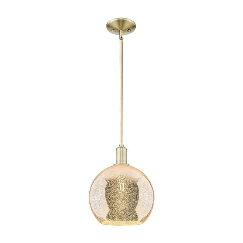 Innovations Athens 10in 1-Light Mini Pendant | Industrial Antique Brass and Mercury Glass | Kitchen Island & Dining Room | 10 x | Model 716-1S-AB-G128-10