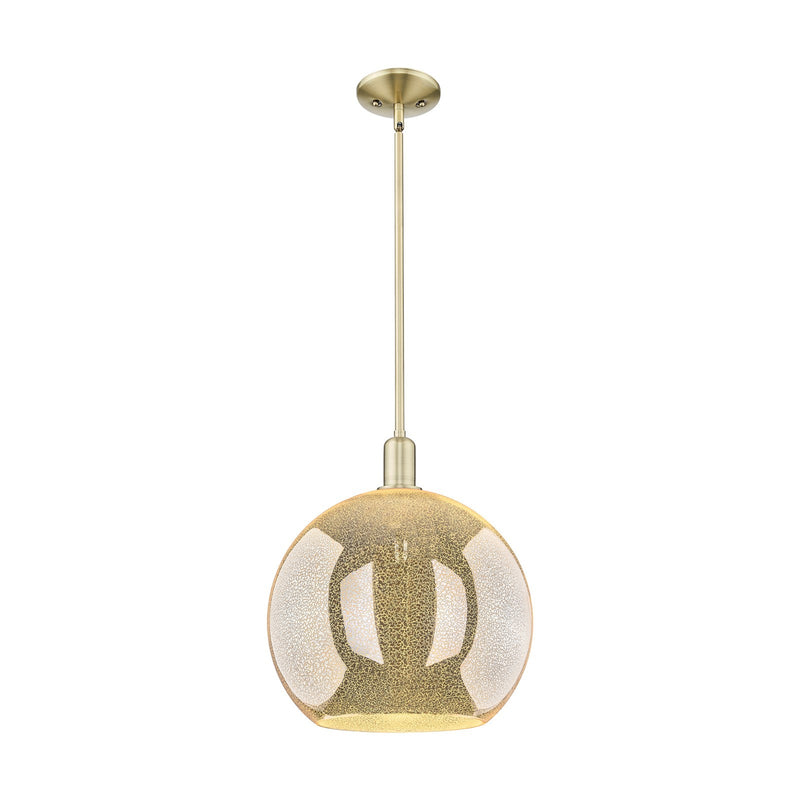 Innovations Athens 14in 1-Light Mini Pendant | Industrial Antique Brass Steel and Mercury Glass | Kitchen Island & Dining Room | Model 716-1S-AB-G128-14