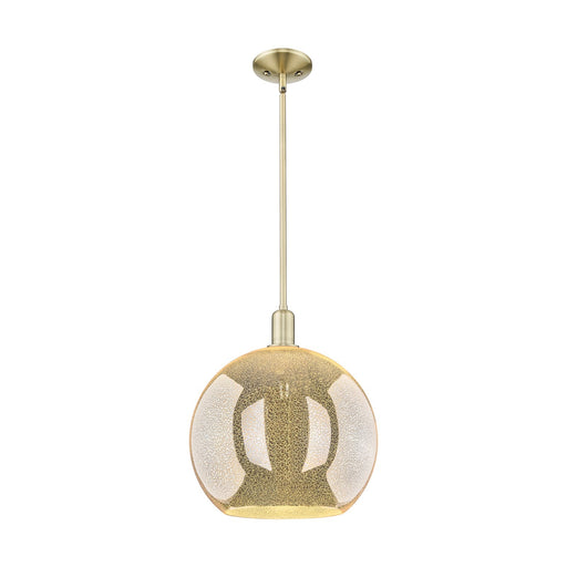 Innovations Athens 14in 1-Light Mini Pendant | Industrial Antique Brass Steel and Mercury Glass | Kitchen Island & Dining Room | Model 716-1S-AB-G128-14