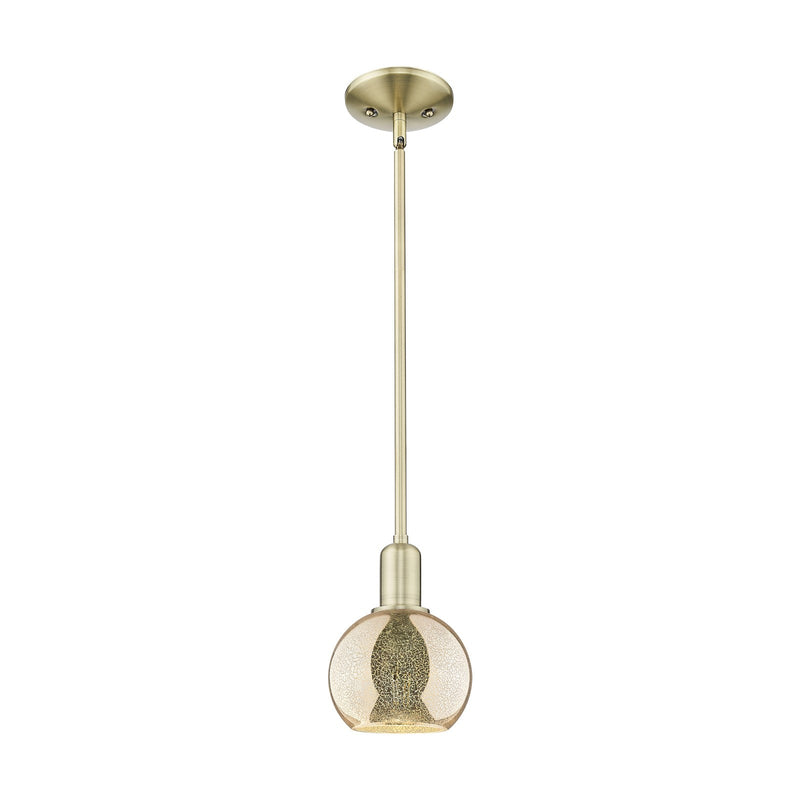 Innovations Athens 6in 1-Light Mini Pendant | Industrial Antique Brass Steel and Mercury Glass | Kitchen Island & Dining Room | Model 716-1S-AB-G128-6