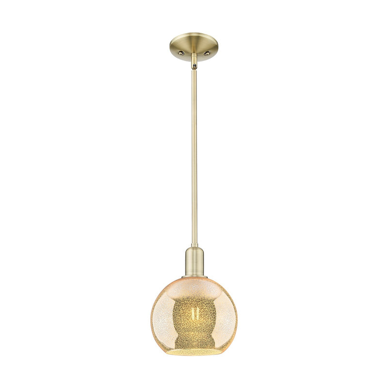Innovations Athens 8in 1-Light Mini Pendant | Industrial Antique Brass Steel and Mercury Glass | Kitchen Island & Dining Room | 8 | Model 716-1S-AB-G128-8