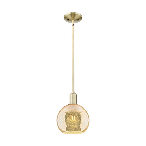 Innovations Athens 8in 1-Light Mini Pendant | Industrial Antique Brass Steel and Mercury Glass | Kitchen Island & Dining Room | 8 | Model 716-1S-AB-G128-8