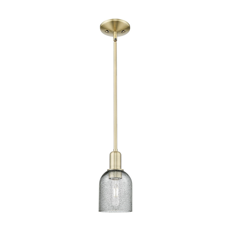 Innovations Caledonia 5in 1-Light Mini Pendant | Industrial Antique Brass and Charcoal Glass | Kitchen Island & Dining Room | 5 x 5 | Model 716-1S-AB-G257