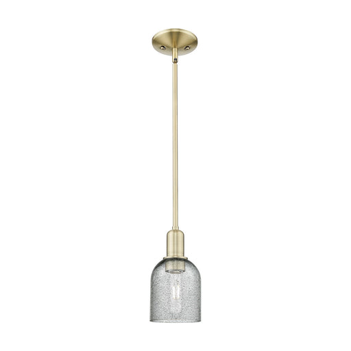 Innovations Caledonia 5in 1-Light Mini Pendant | Industrial Antique Brass and Charcoal Glass | Kitchen Island & Dining Room | 5 x 5 | Model 716-1S-AB-G257