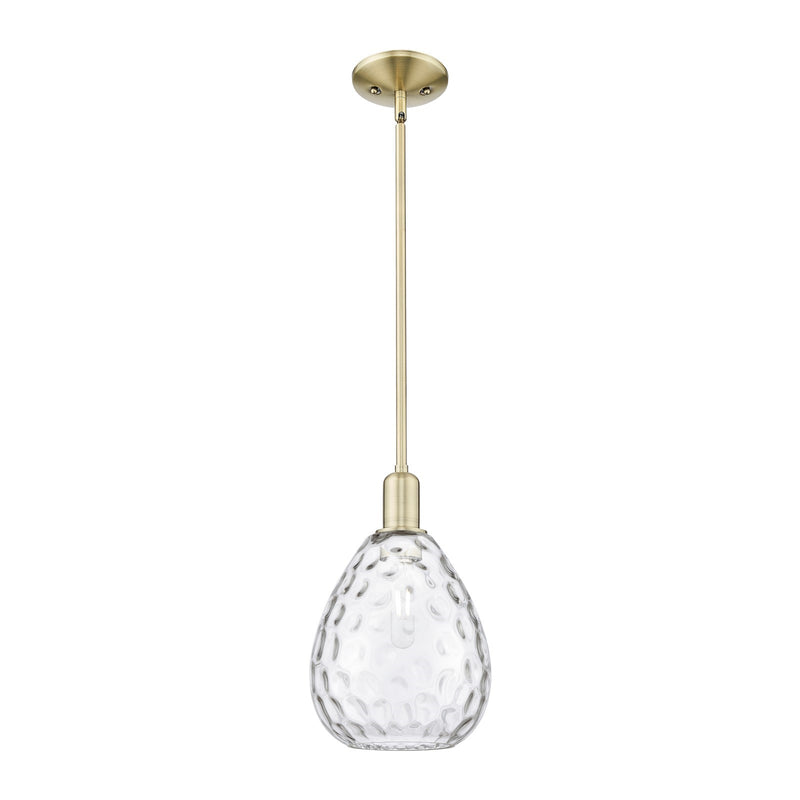 Innovations Waverly 8in 1-Light Mini Pendant | Industrial Antique Brass and Clear Glass | Kitchen Island & Dining Room | Damp Rated | Model 716-1S-AB-G372