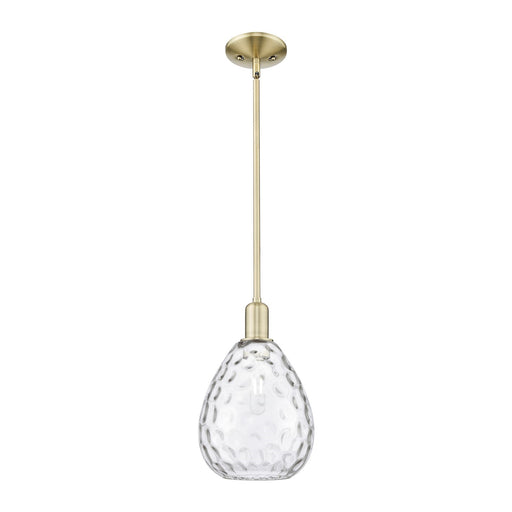 Innovations Waverly 8in 1-Light Mini Pendant | Industrial Antique Brass and Clear Glass | Kitchen Island & Dining Room | Damp Rated | Model 716-1S-AB-G372