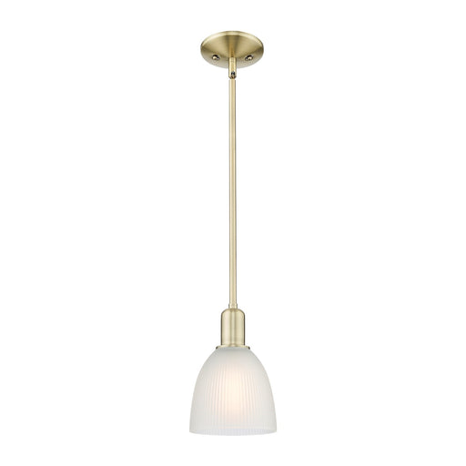 Innovations Castile 6in 1-Light Mini Pendant | Industrial Antique Brass Steel and White Glass | Kitchen Island & Dining Room | 6 x | Model 716-1S-AB-G381
