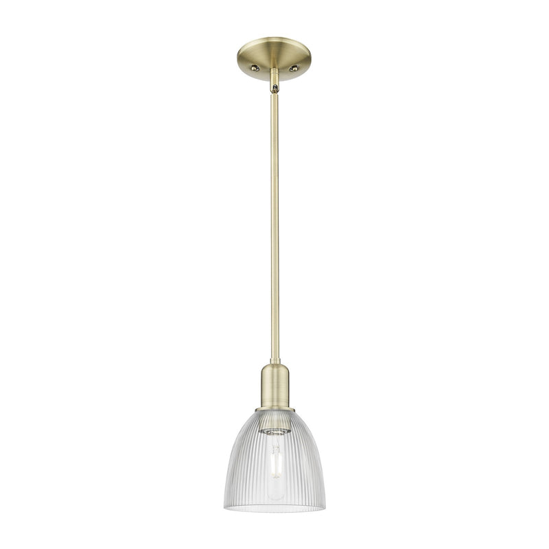Innovations Castile 6in 1-Light Mini Pendant | Industrial Antique Brass and Clear Glass | Kitchen Island & Breakfast Bar | 6 x 6 x | Model 716-1S-AB-G382