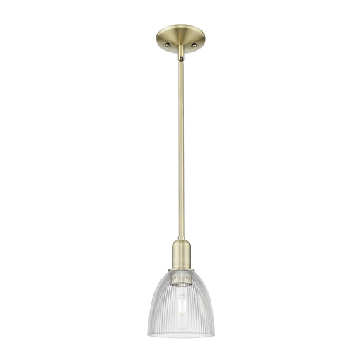 Innovations Castile 6in 1-Light Mini Pendant | Industrial Antique Brass and Clear Glass | Kitchen Island & Breakfast Bar | 6 x 6 x | Model 716-1S-AB-G382