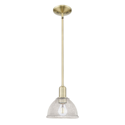 Innovations Arietta 8in 1-Light Mini Pendant | Industrial Antique Brass Steel and Clear Glass | Kitchen Island & Dining Room | 8 x | Model 716-1S-AB-G422